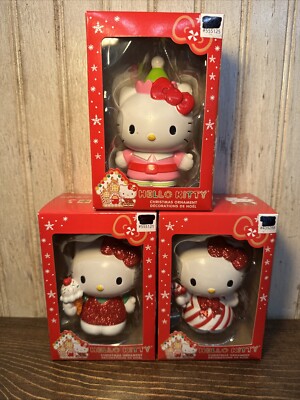 HELLO KITTY by Sanrio~Kurt S. Adler~Christmas Ornaments 2024 ~ Lot of 3 ~ NEW!!