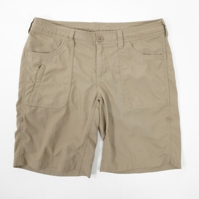 North Face Horizon II Roll Up Shorts Womens Size 4 Khaki Nylon 6'' / 9'' Ins EUC