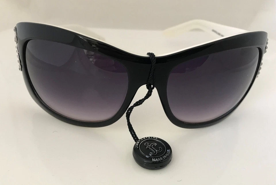 Gafas de sol Jimmy Crystal blancas y negras elegantes Swarovski Swarovski, estilo # GL888 Foto 2 de 4