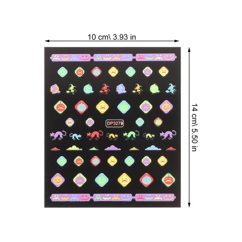 5 Sheets Bat Nail Decals Halloween Stickers Fluorescent for eBay