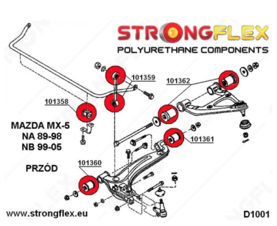 いー MX5 & Miata NA - FRONT suspension poly polyurethane bush kit (1989