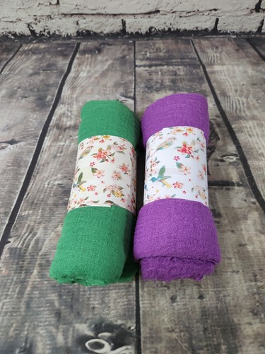 2 Shangenxi Accessories Cotton Hand Made Purple and Green Lightweight Scarf NWT - Bild 4 von 4