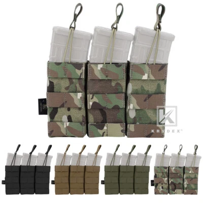 KRYDEX Triple 5.56 .223 Mag Pouch Open Top Tactical Mag Carrier MOLLE Modular