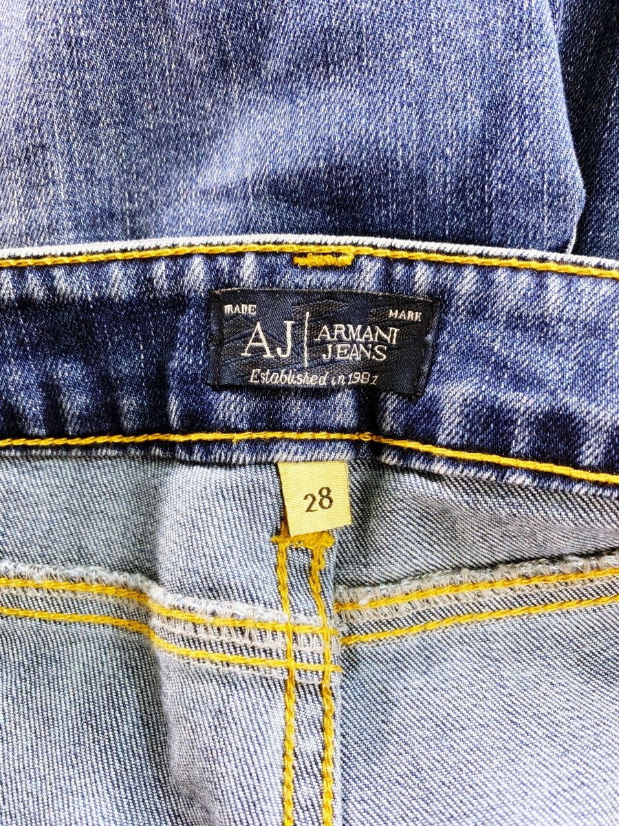 AJ Armani Jeans Womens Capo Campione Jeans Size 28 Blue Fringed
