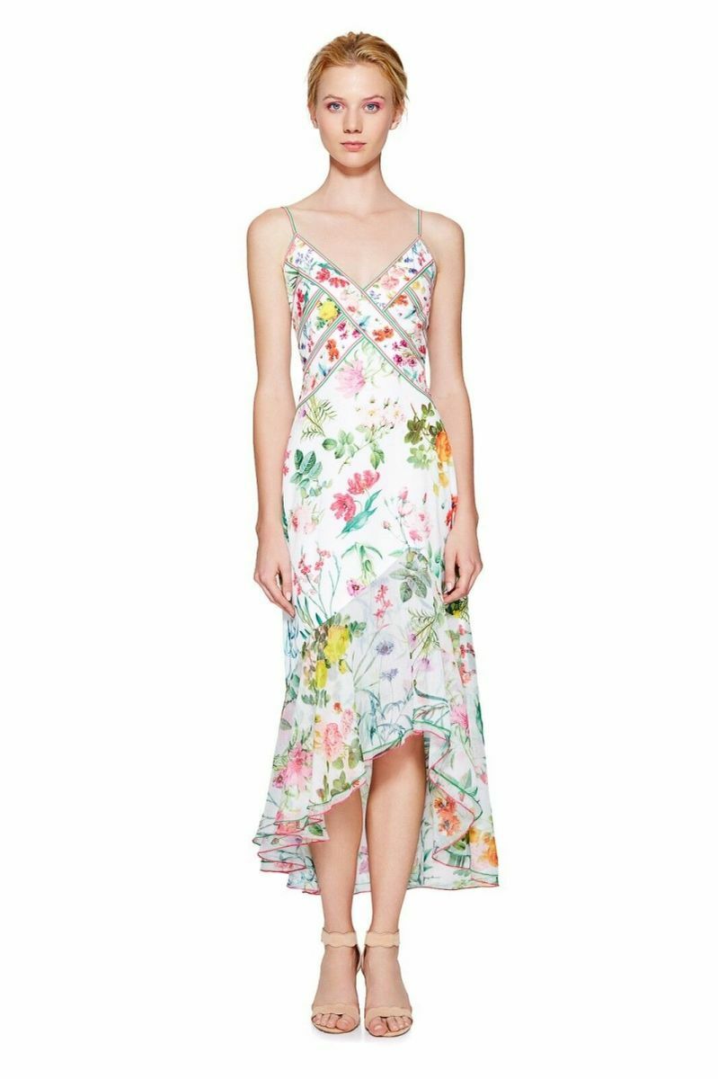 white christmas dresses Tadashi Shoji Women's Floral Wire Ruffle Detail Gown - Purple