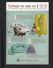 1963 Bell Telephone System Living Extension Phones Living Easy Color Print Ad 