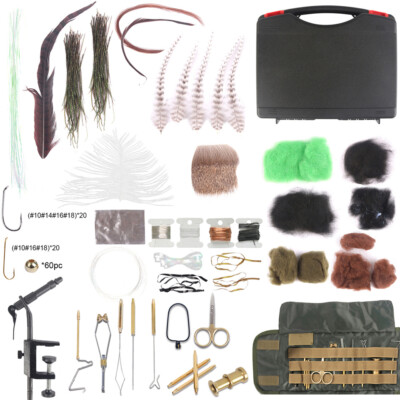 Maxcatch Fly Tying Kit with Box Natural Feather & Dubbing & Hooks & Lead & Tools