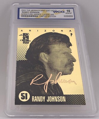 RANDY JOHNSON 2003 AUTOGRAPHED WCG GEM-MT 10 LIMITED EDITION 23KT GOLD CARD!