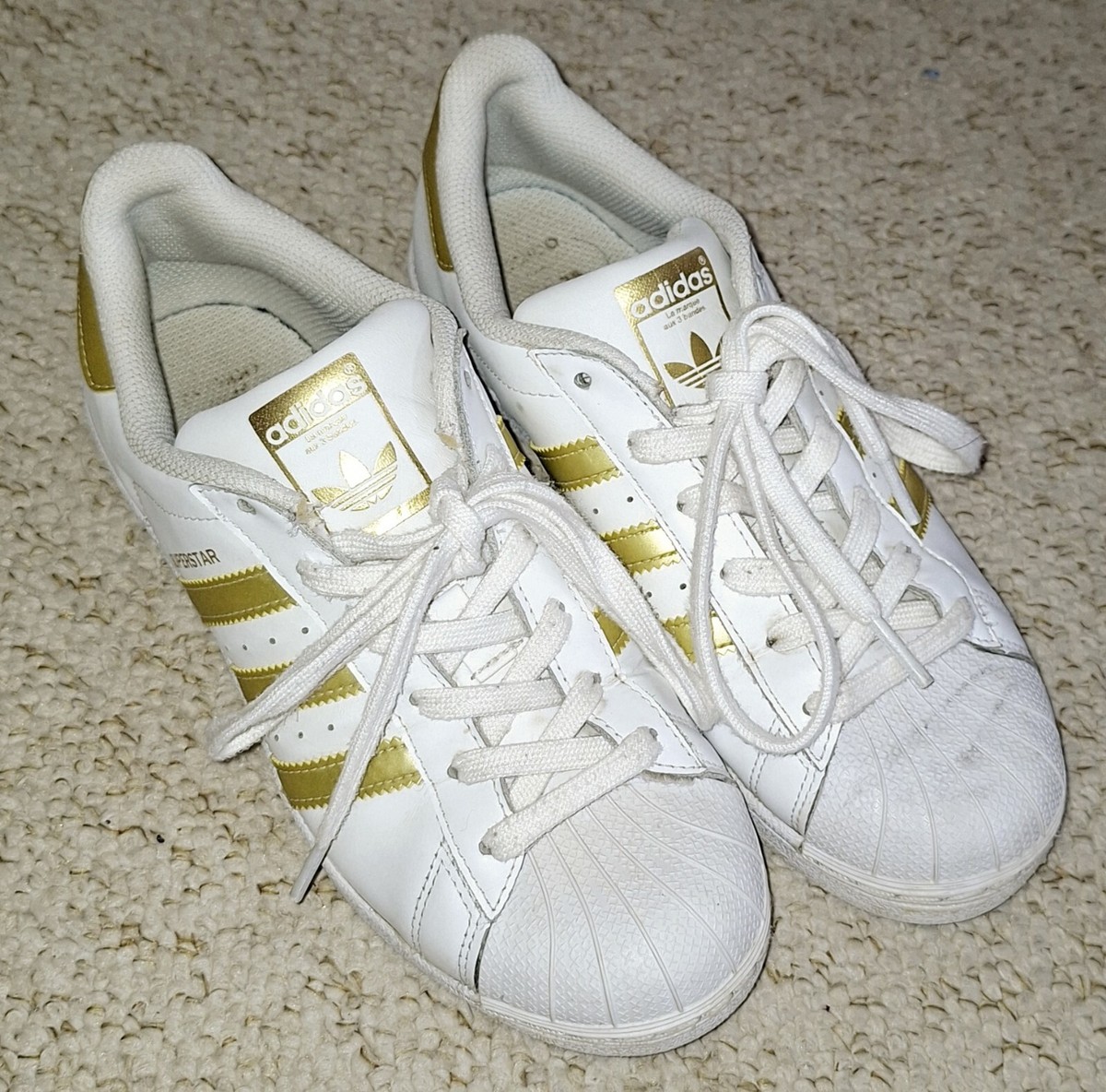 adidas SUPERSTAR Gym Womens Sport BB2870 Used Trainers White Gold