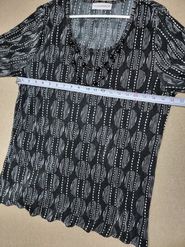SAG HARBOR Collana Tunica Donna XL Nero Bianco Manica 3/4 Pieghe Elasticizzata Luce - Foto 6 di 6