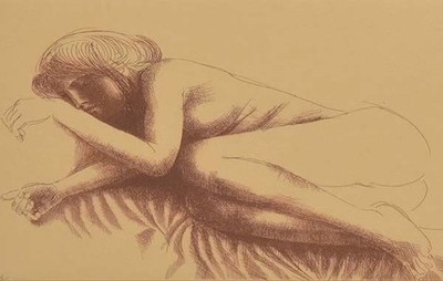 Emilio Greco (1913-1995) Radierung Akt liegende Frau 1988 Rom signiert 63/90