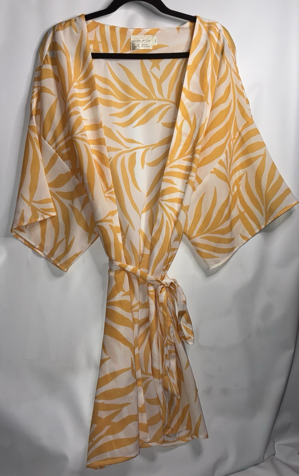 Maison Du Soir Kimono Robe Med Lg Short Cream Pea… - image 1