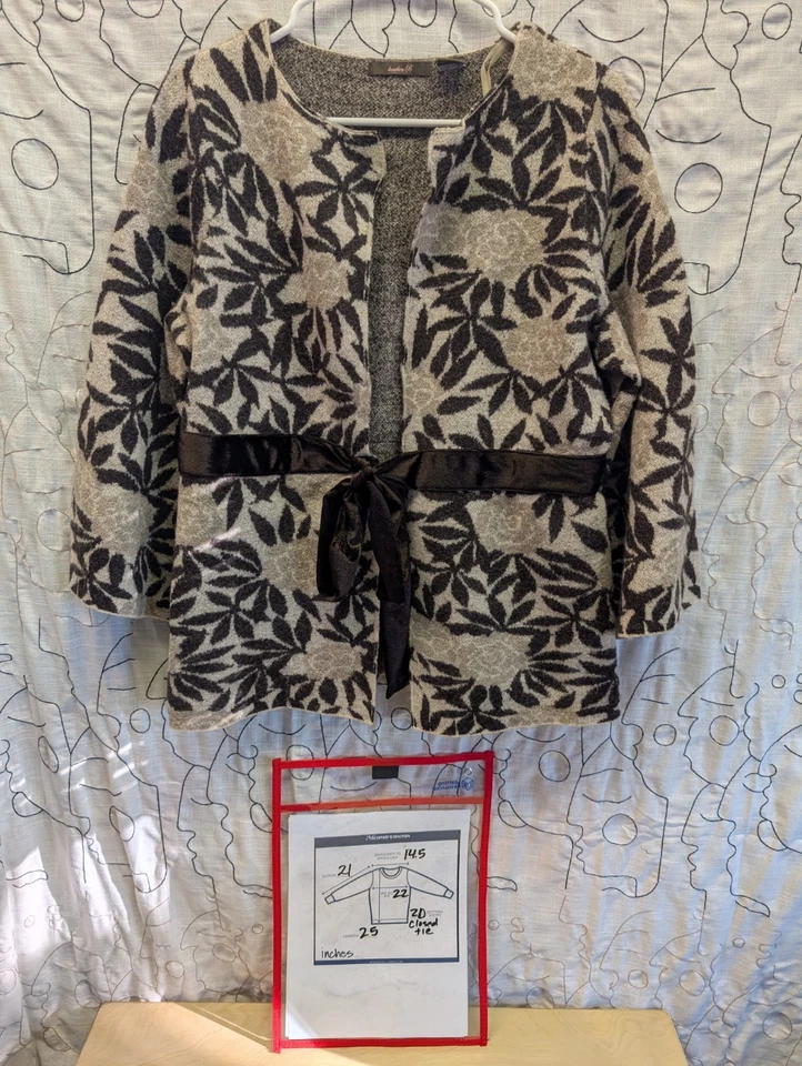 Chaqueta Cárdigan Brezo B Lana Terciopelo Corbata L Kimono Mangas Campana Marrón Chocolate Foto 3 de 4
