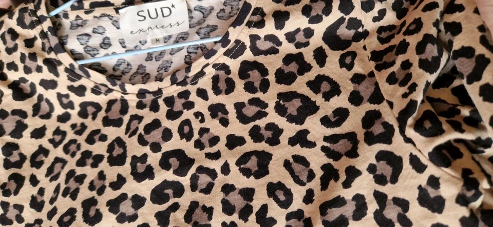 Tee shirt SUD EXPRESS manches 3/4 taille M, Impression Léopard Coton Neuf - Photo 2/4