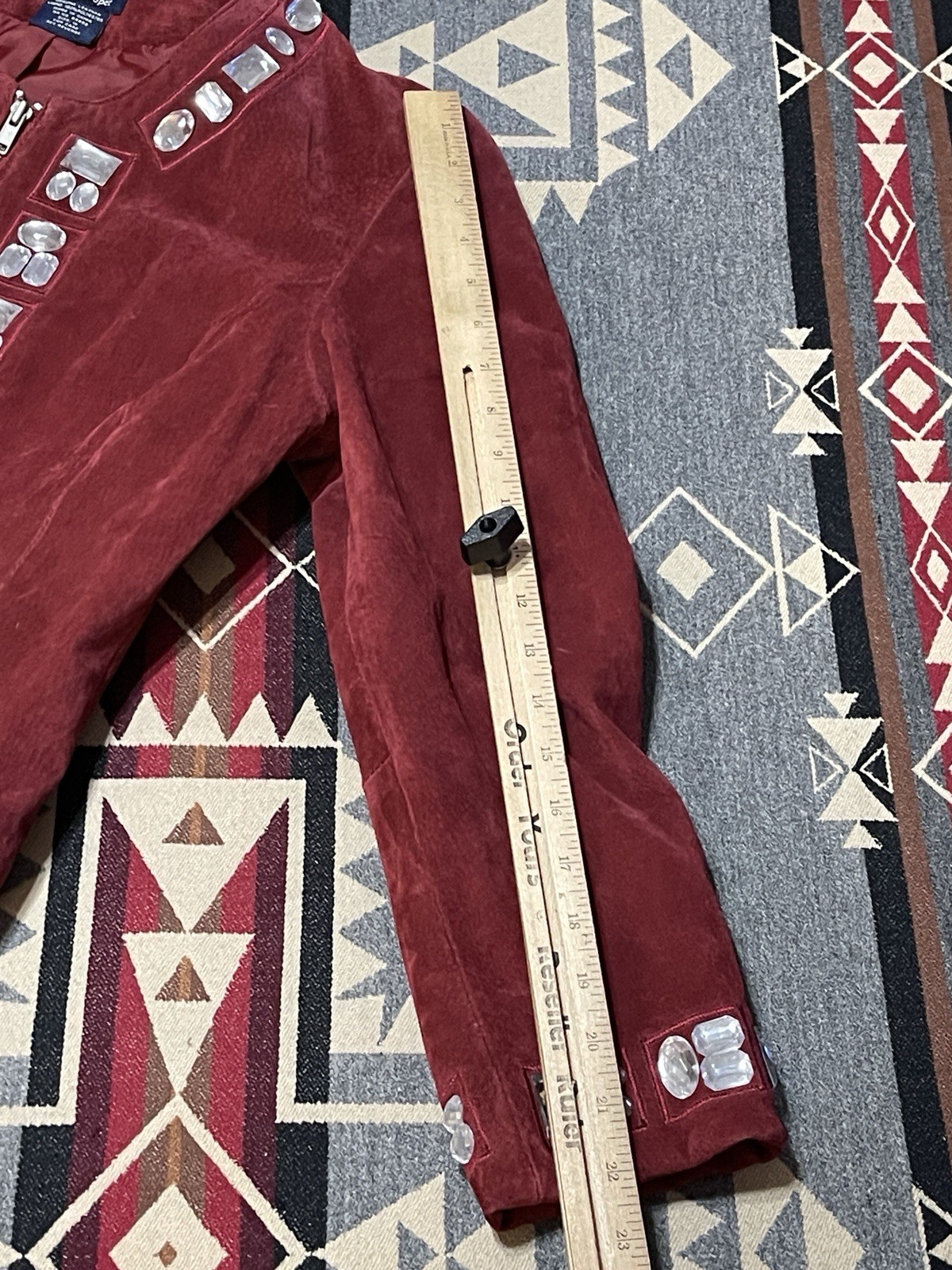 Boston Proper Ruby Red Suede Leather Jacket Women… - image 4