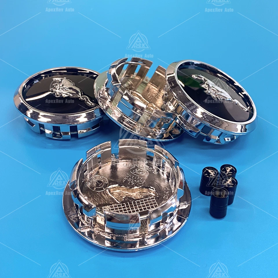 8pcs 68mm For Mustang GT Black Silver Horse Wheel Center Caps Hub Rim Caps - Image 3 of 4