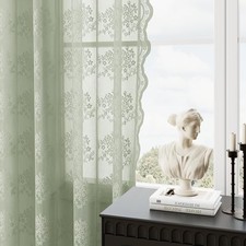 Lace Curtains 90 Inches Long 2 Panels 52"W x 90"L Pack of 2 Sage Green