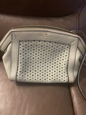 kate spade new york Gray Pebbled Perforated Zip Top Crossbody Detachable Strap
