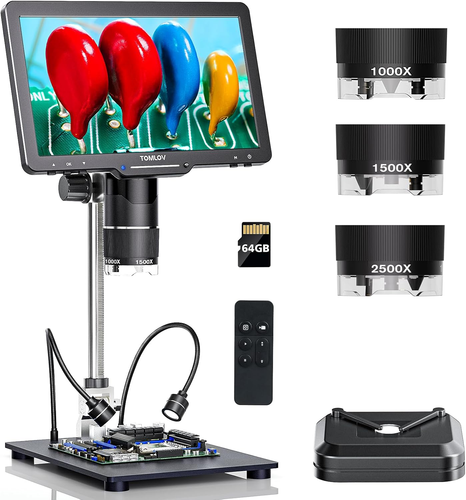 Tril110 3-Lens Digital Microscope: 10.1" 2500X 2K HDMI Coin Microscope Magnifier - Picture 10 of 12