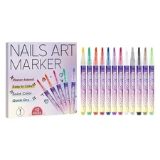 Nail Art Pens, 12 Colors Nail Art Marker for Drawing & Dotting Design- Quick Dry