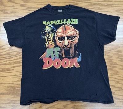 Vintage MF Doom Graphic Shirt Madvillain Metal Face Mens XL Great Fade Y2K Black