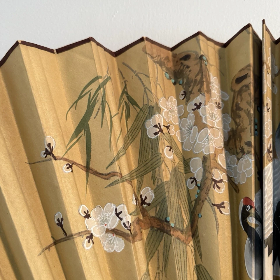 ~ 20x32 英寸 ~ 两件古董/复古日本水彩鸟花画墙艺术签名 — 第 2/4 张图片