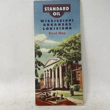 1950 Standard Oil Mississippi/Arkansas/Louisiana Vintage Road Map University MS
