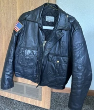 Vintage leather police motorcycle jacket size 42