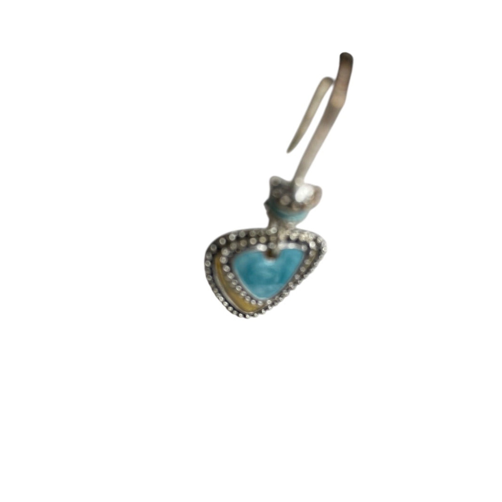 Silvertone Fishhook Earrings Triangular Shape Ena… - image 3