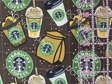 100% Cotton Woven Novelty Fabric Starbucks Coffee By The 1/4 Yard 9x56