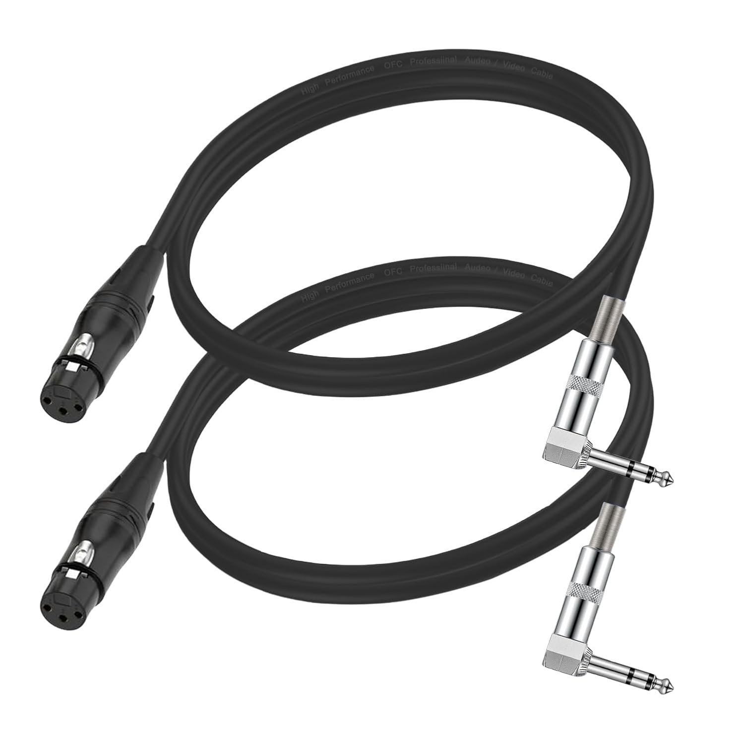 Right Angle 6.35mm TRS To XLR Female 1.5FT 2 Pack Adapter For Speaker Stage DJ