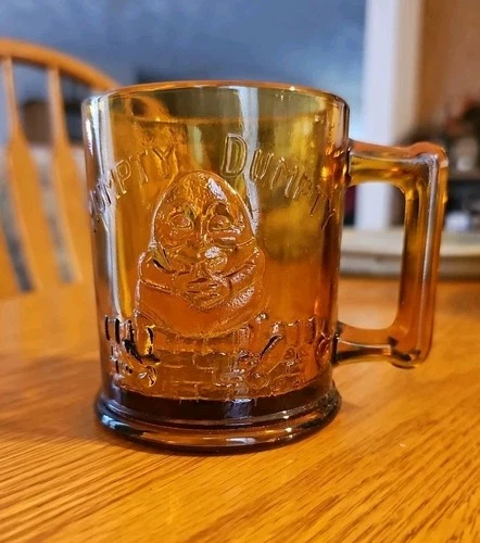 Vintage Amber Glass Tom Tom & Humpty Dumpty Nursery Rhyme Mug
