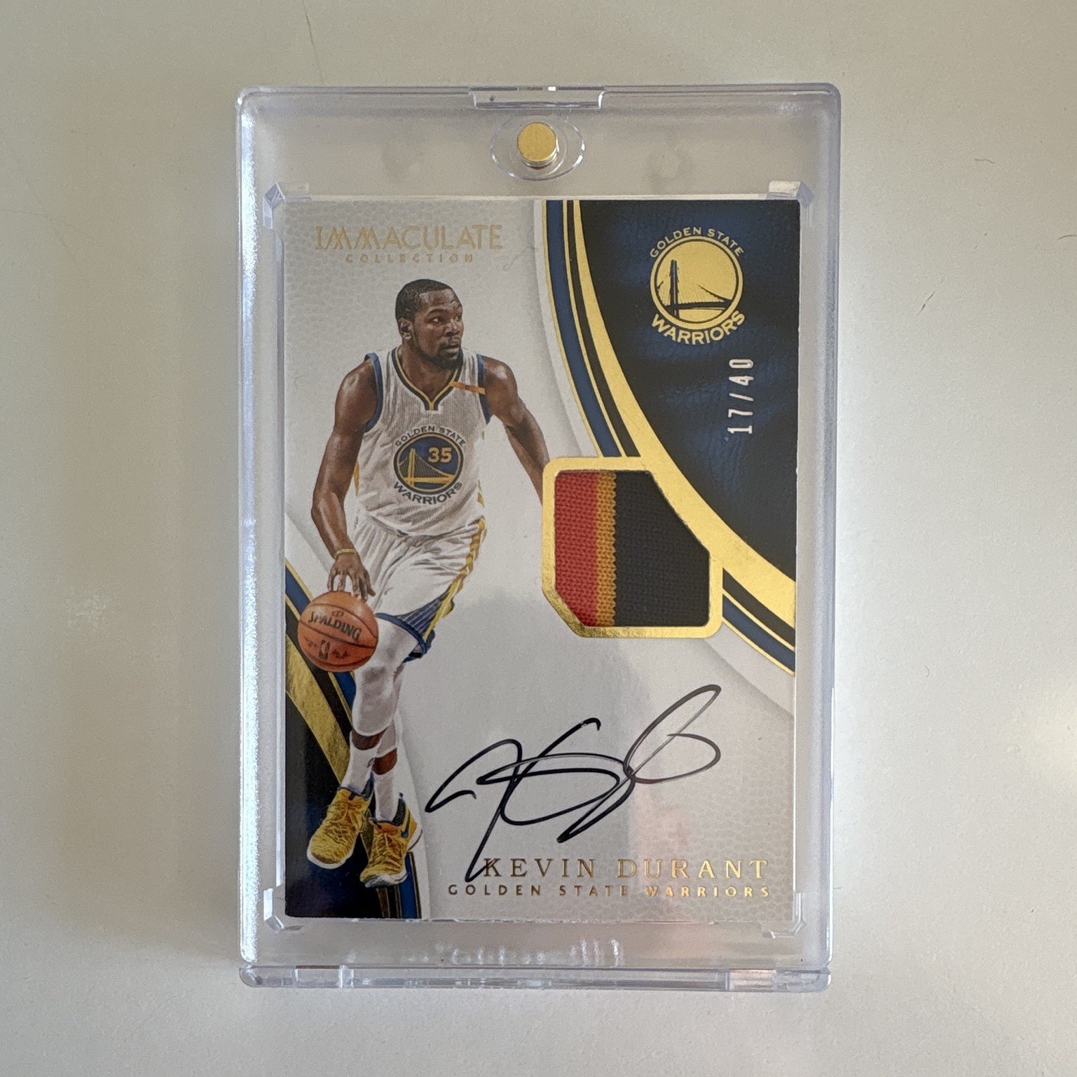 2016-17 Panini Immaculate Kevin Durant Warriors Auto Patch P-KD 17/40