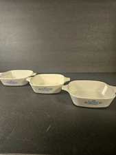Set of 3 Vintage CORNING WARE Blue Cornflower PETITE PAN  P-41-B  1.75 Cup