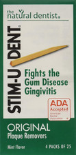 STIM-U-DENT Original Plaque Removers Mint -- 100 Toothpicks - Soft Safe Flexible