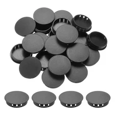 64Pcs 35mm(1 3/8') Black Nylon Plastic Round Locking Hole Plugs Insert End Caps