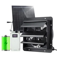 GROWNEER Solar Powered Exhaust Fan, 30W Solar Panel+12 High Speed Solar Power...