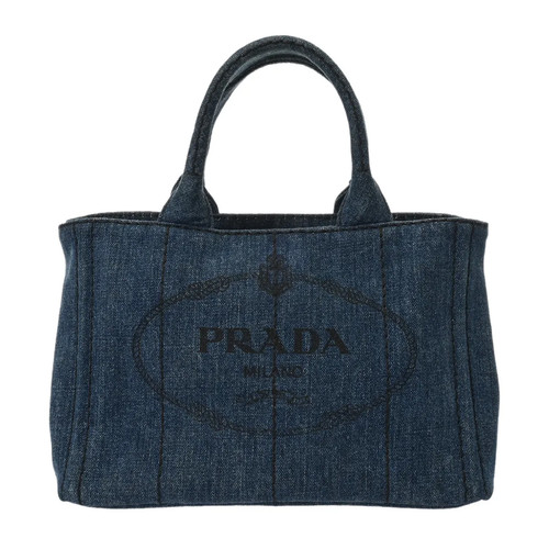 Prada Canapa 1BG439 Tote Bag Denim Blue #WB4166