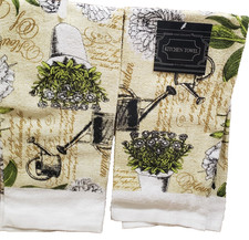 Set of 2 Same Printed Kitchen Towels 15"x25" GARDEN,FLOWERS,PLANTS,GARDENING,HC