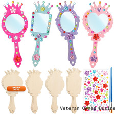 Xjwwhz Lot de 24 miroirs en bois artisanat pour enfants bricolage princesse miroirs pour filles