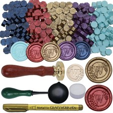 Initial Alphabet Wax Seal Stamp Set, Retro Letter W Sealing Stamp with 150Pcs...