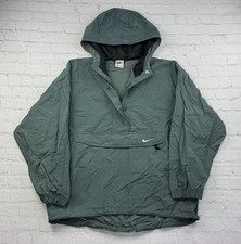 Vintage Nike Windbreaker Anorak Swoosh Hooded 1/4 Zip White Tag 90s Medium