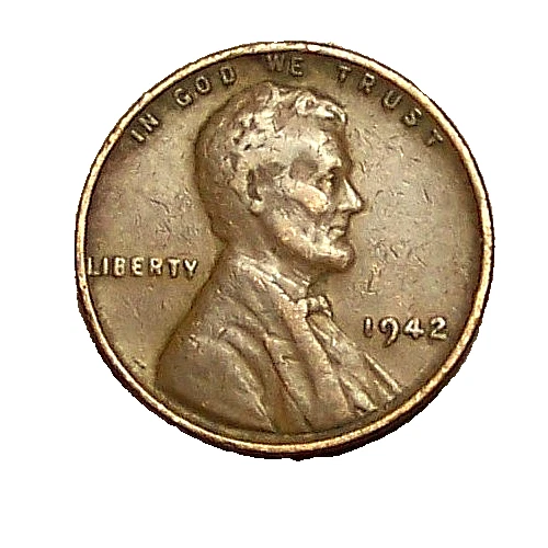 ✅ 1942-P Lincoln Wheat Cent GOOD -  FINE  (G-F)  Copper 1c From OBW Coin Roll
