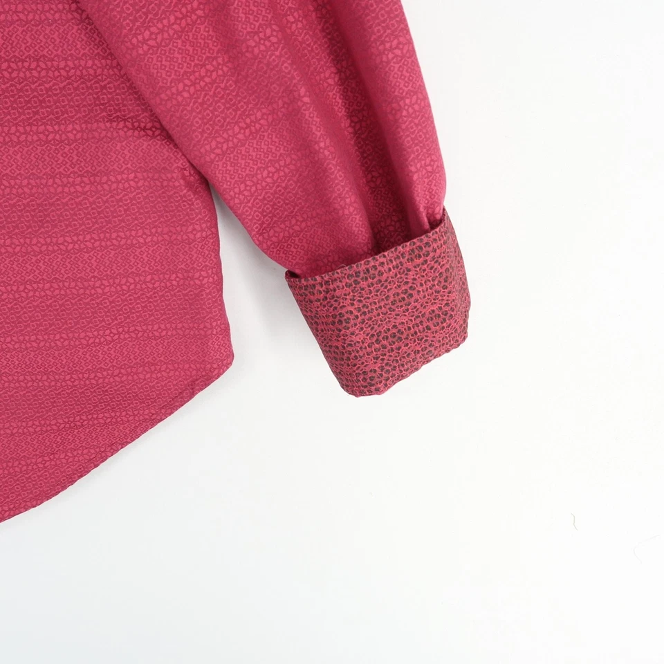 Robert Graham Shirt Mens XL Magenta Classic Fit Patterned Button Up Flip Cuff - Image 3 of 4