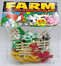 Vintage Tim Mee Farm Animals Plastic Toys 24pcs In Original Bag