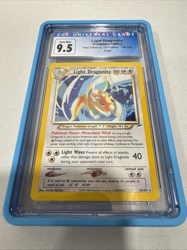 2002 Pokemon Light Dragonite 14/105  Neo Destiny Holo CGC 10