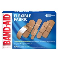 Band-Aid Brand Flexible Fabric Adhesive Bandages 100 Count, Assorted Sizes