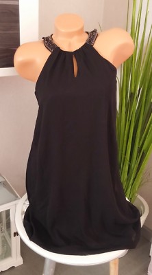 Vero Moda Kleid ''Beadi'' Gr. XS S M L schwarz Chiffonkleid mit Zierperlen
