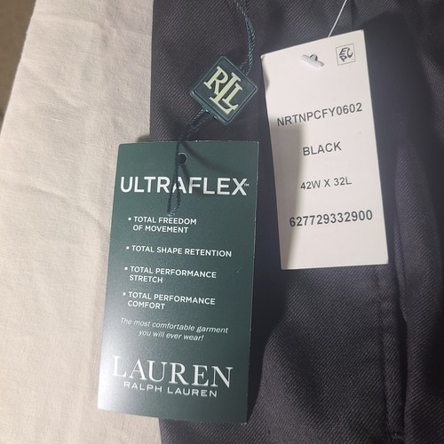 NWT Ralph Lauren Black Dress Pants Men Sz 42W/32L Ultraflex Classic Fit Stretchy - 第 5/11 張圖片