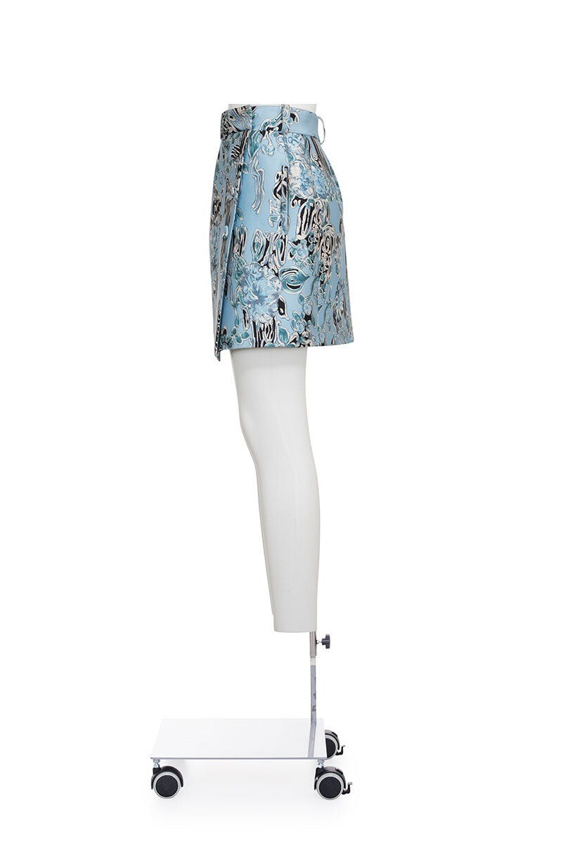 Balenciaga Spring 2008 Blue Floral Silk Neoprene Mini Skirt